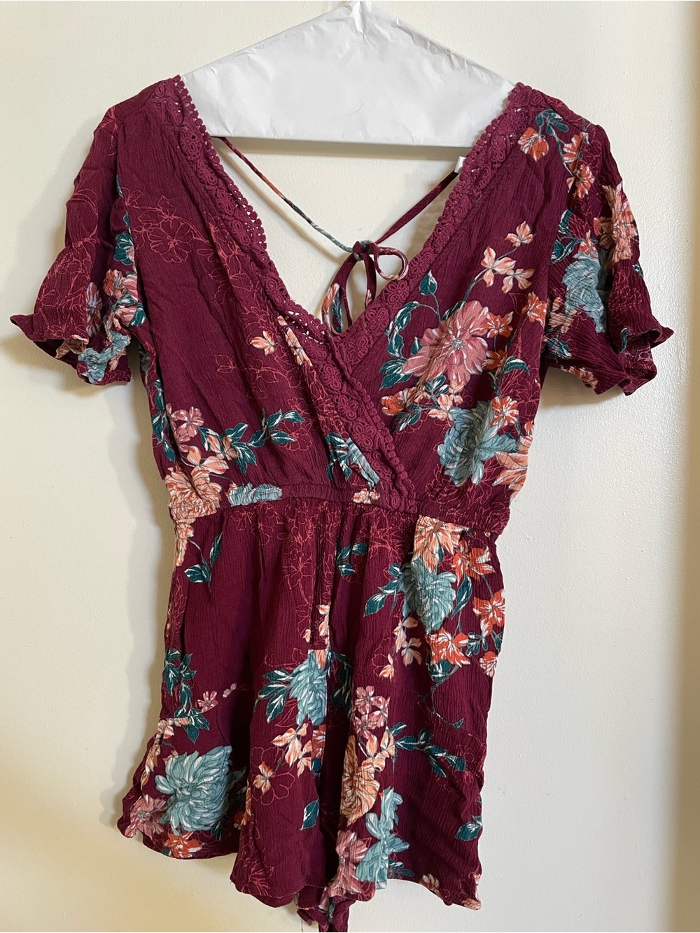 Maroon romper/swimsuit coverup XS